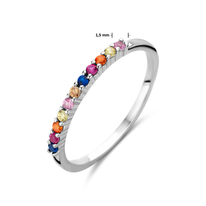 extension ring rainbow zirconia silver rhodium plated