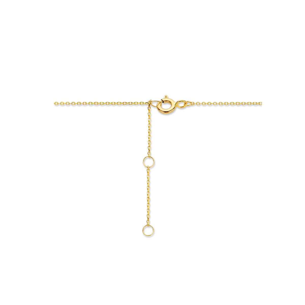 De Gouden dames ketting 14K van Van der Kooij Collectie heeft een delicaat hartje detail, karabijnsluiting en drie verstelbare maatringen. Perfect cadeau voor Valentijnsdag. Weergegeven op een effen witte achtergrond.