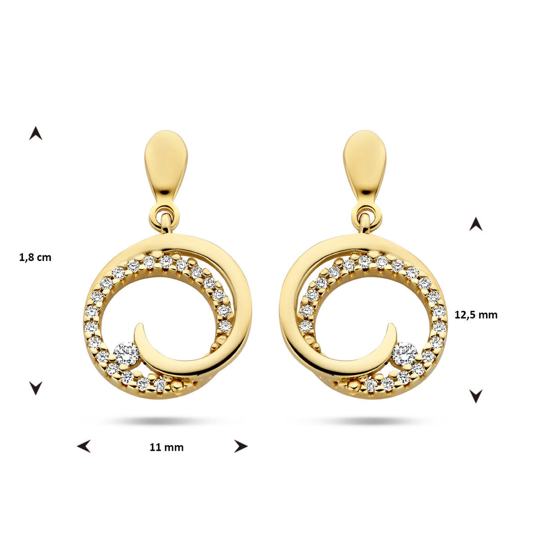 earrings round diamond 0.14ct (2x0.07ct) h si 14K yellow gold