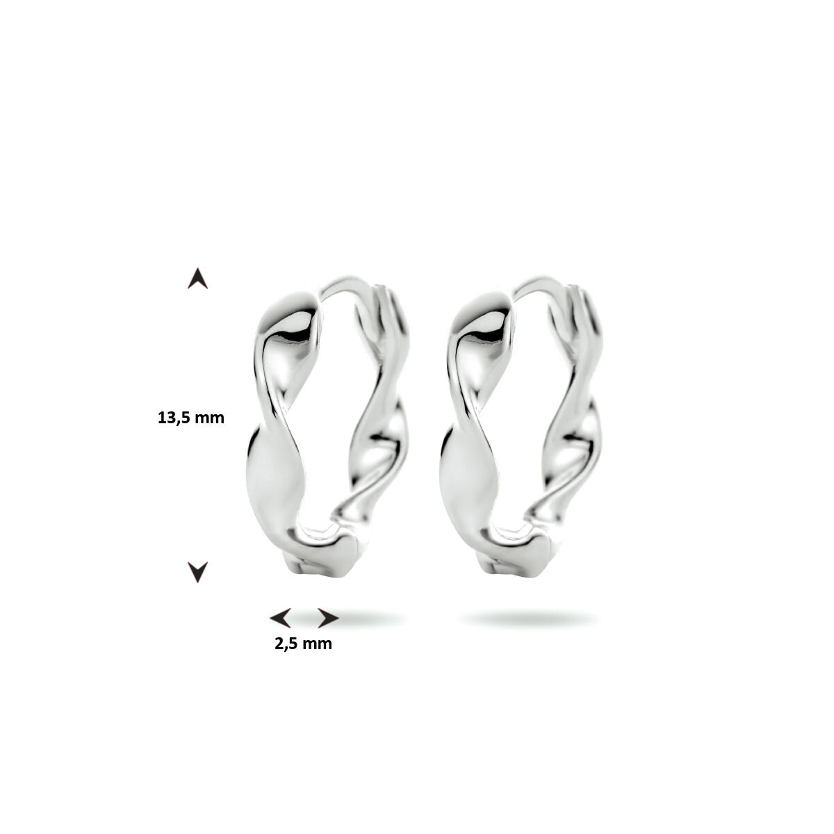 klapoorringen gedraaid zilver gerhodineerd