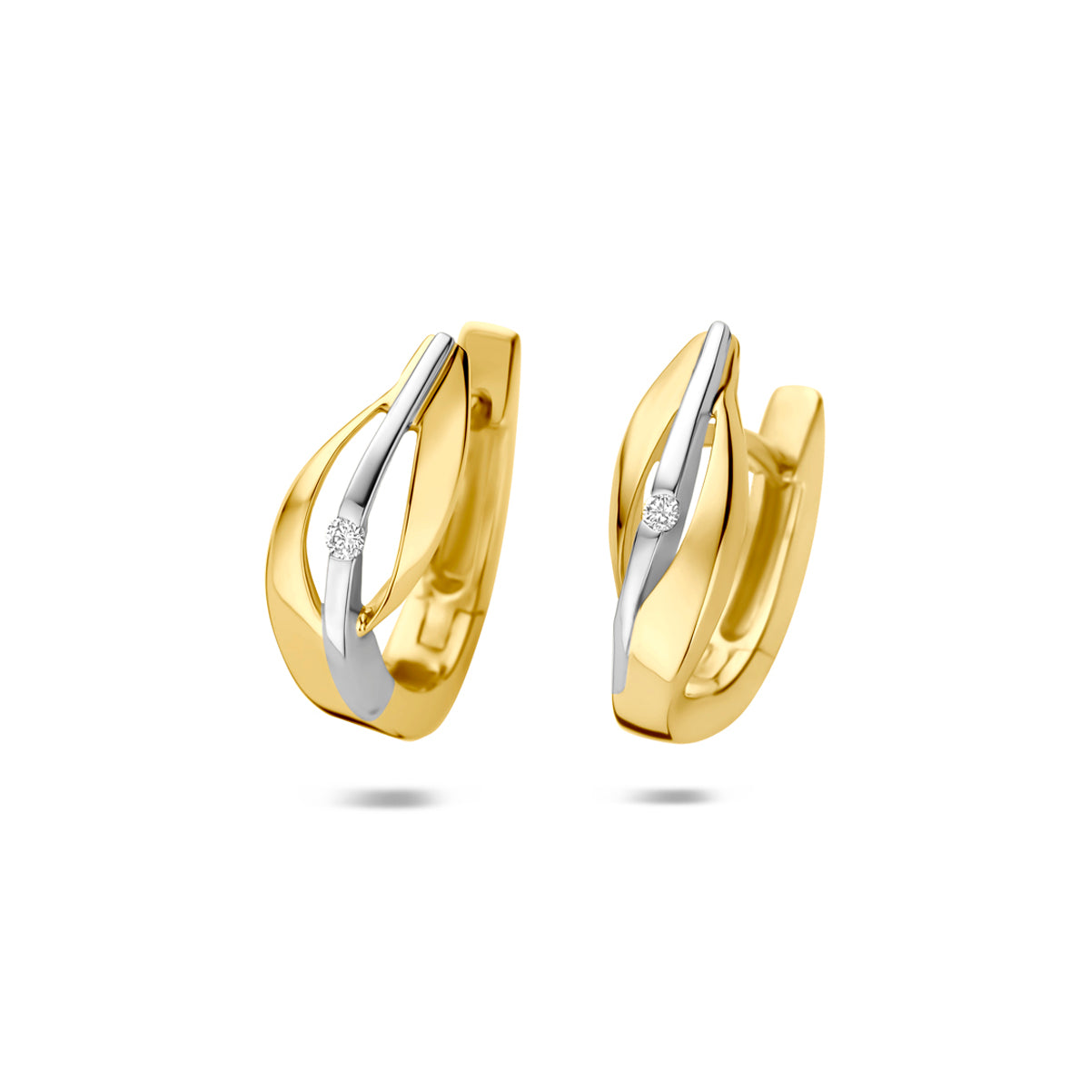 klapoorringen lab grown diamant 14K bicolor goud