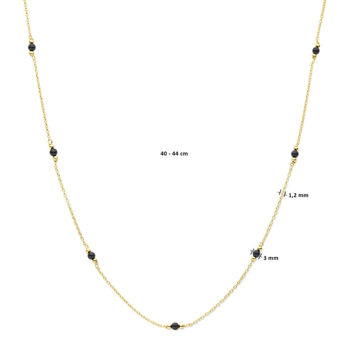 Gold ladies necklace balls and onyx 14K