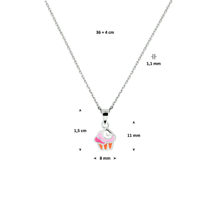 collier cupcake 36 + 4 cm zilver gerhodineerd