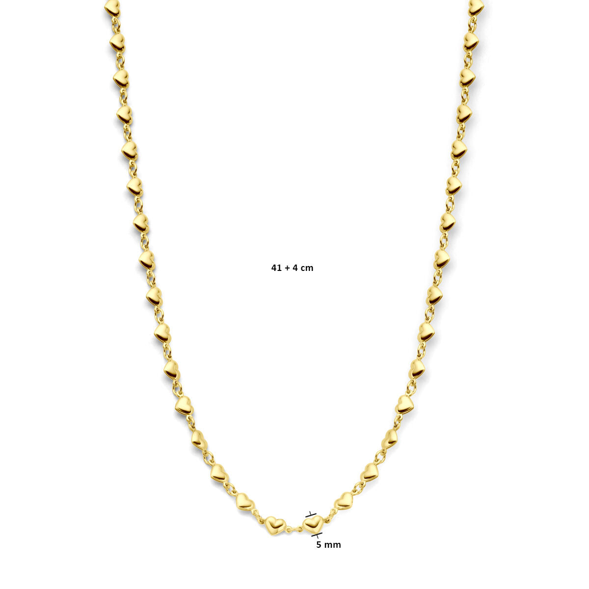 necklace hearts 41 + 4 cm 3 micron silver gold plated (yellow)