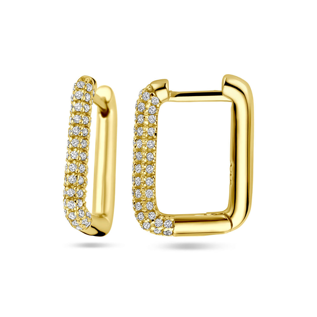 klapoorringen zirkonia 1 micron zilver verguld (geel)