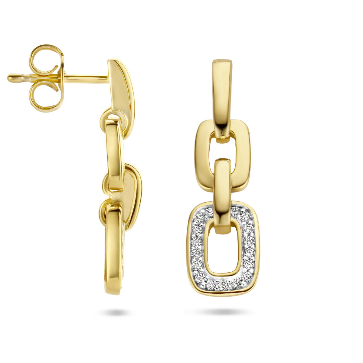 earrings link diamond 0.13ct (2x 0.065ct) h si 14K yellow gold