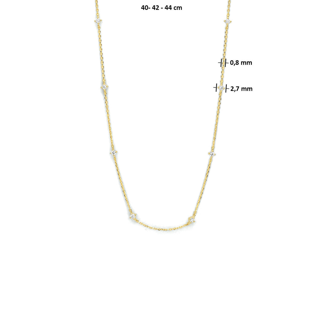 collier zirkonia 40 - 42 - 44 cm 14K geelgoud