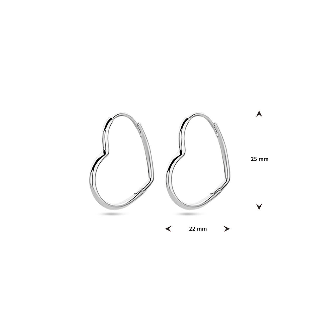 earrings heart silver rhodium plated