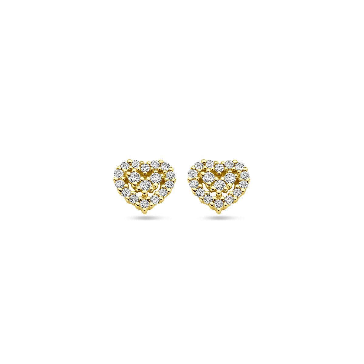 oorknoppen hartje diamant 0.16ct (2x 0.08ct) h si 14K geelgoud