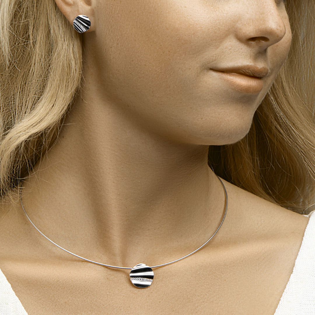 Halskette Zirkonia 43 + 3 cm Silber rhodiniert