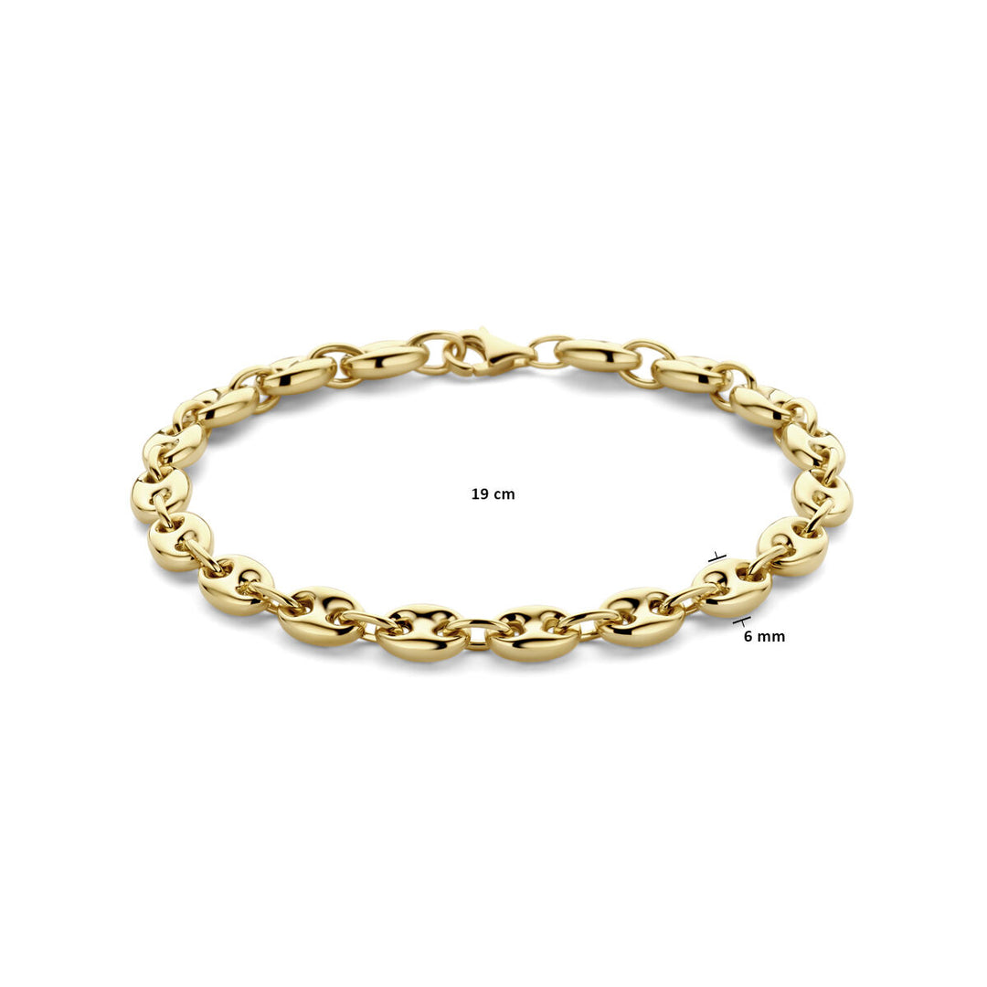 armband koffieboon 6 mm 19 cm 14K geelgoud