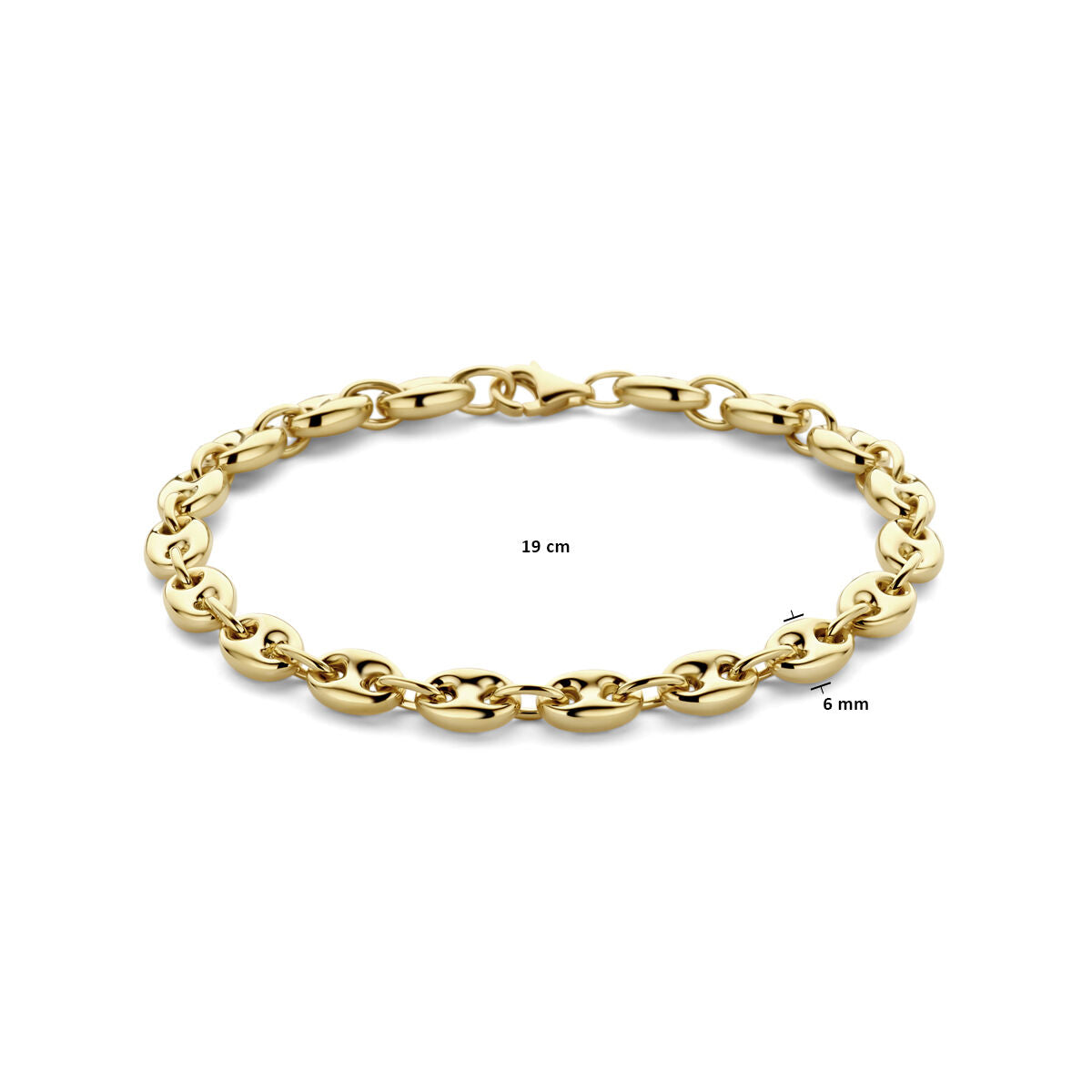 armband koffieboon 6 mm 19 cm 14K geelgoud