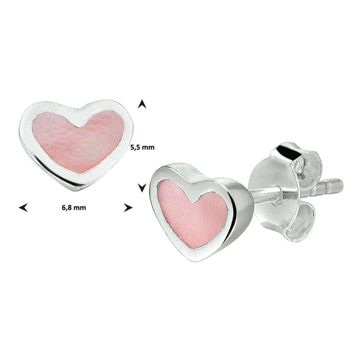 ear studs heart silver white 