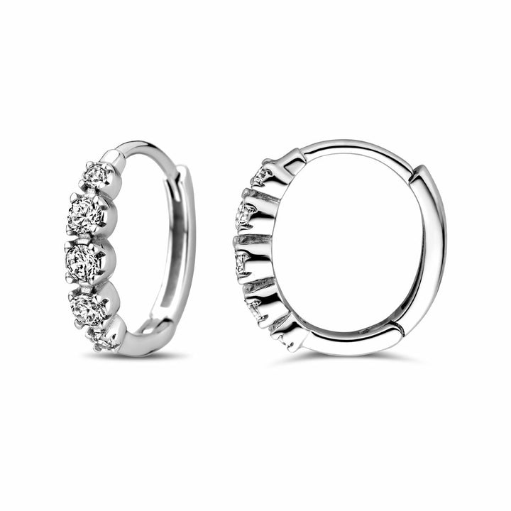 klapoorringen zirkonia 14 mm zilver gerhodineerd