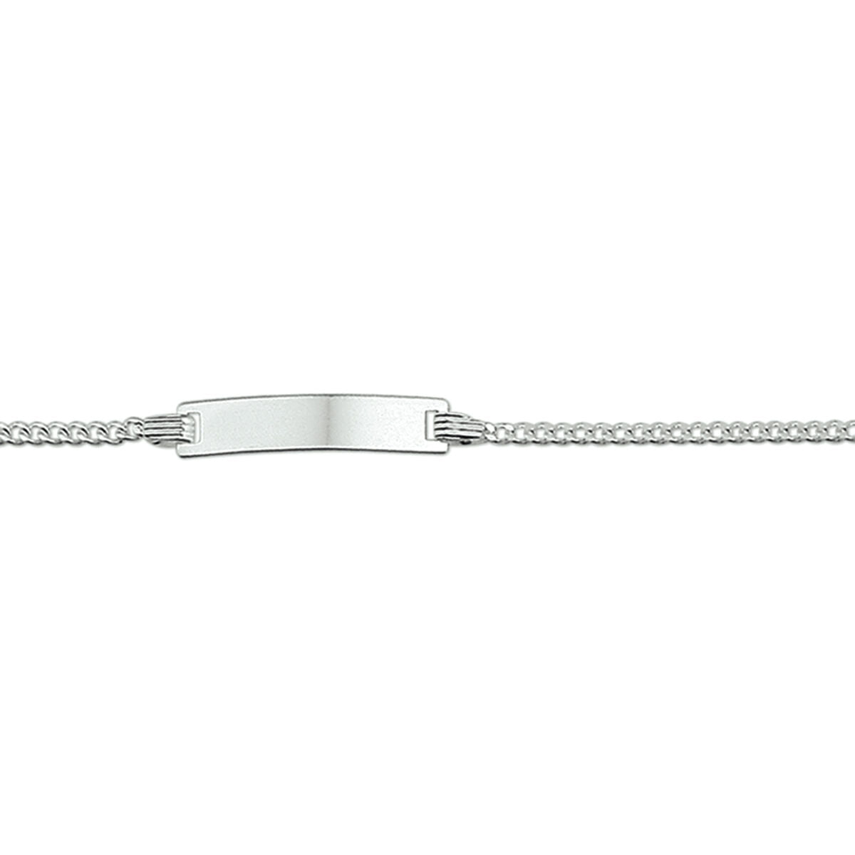 Zilveren graveerarmband met gourmette schakel, 4-zijdig geslepen plaat van 4,2 mm.
