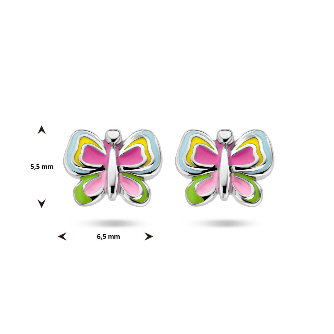 butterfly ear studs silver rhodium plated