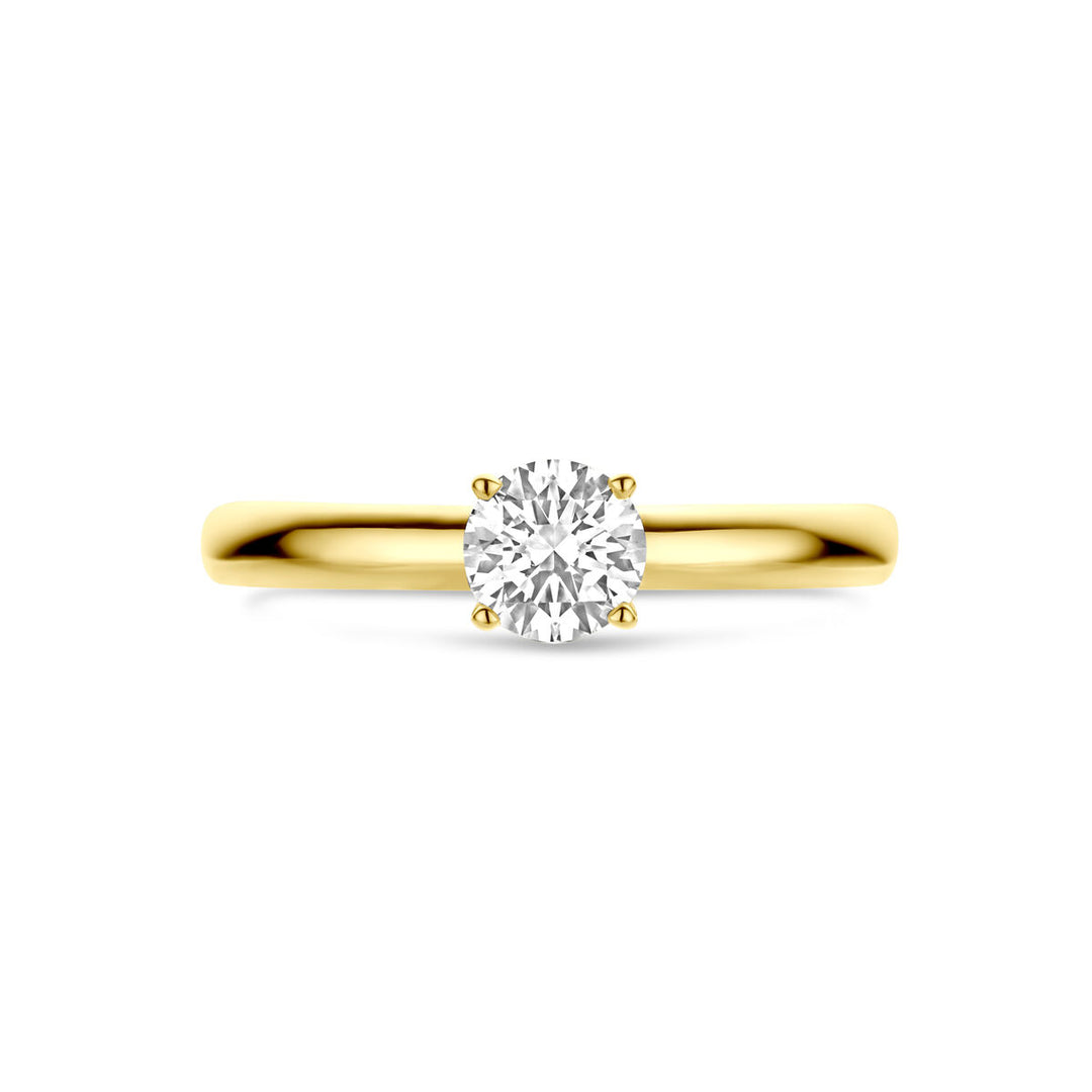 Gouden damesring met lab grown diamant – 14k geelgoud