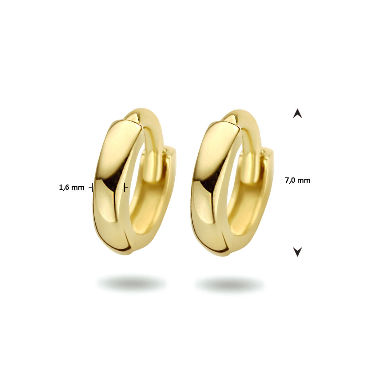 klapoorringen 1,6 x 7,0 mm 14K geelgoud