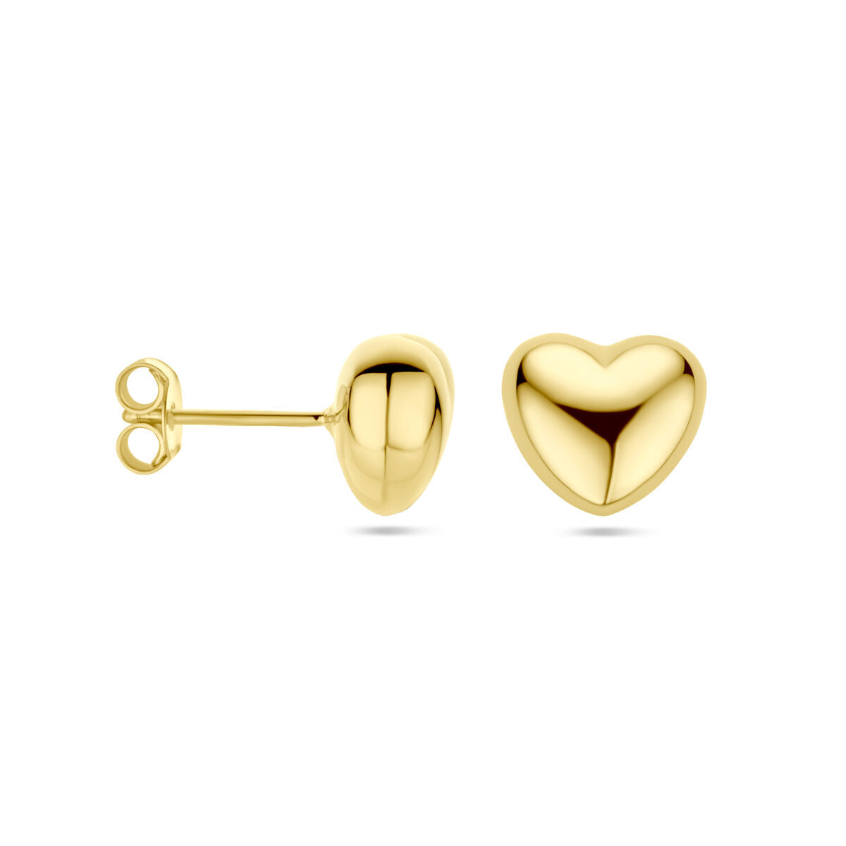 oorknoppen hart 1 micron zilver verguld (geel)