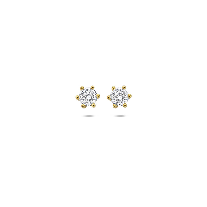 Gouden oorknopjes met lab grown diamant – 14k geelgoud