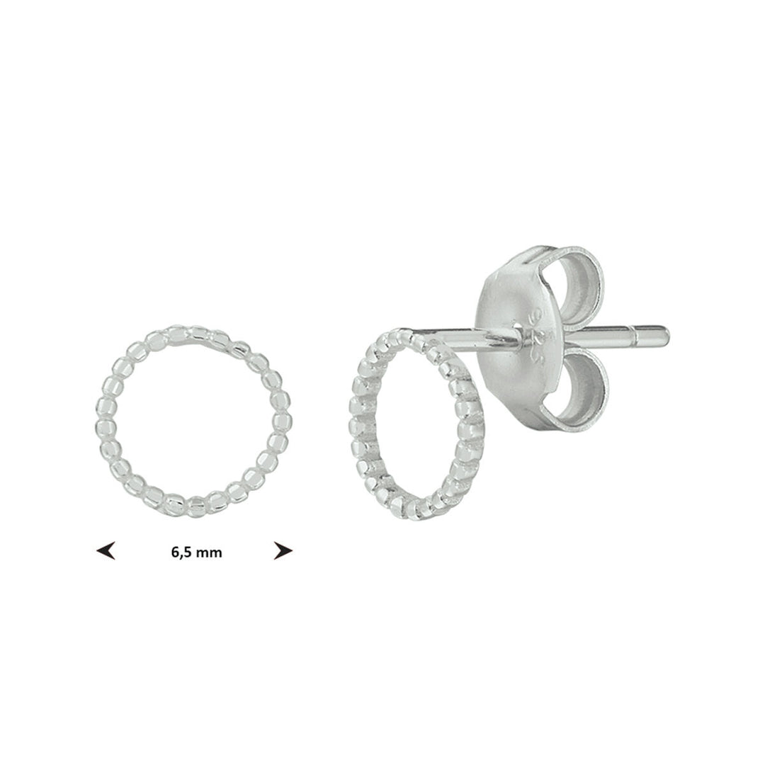 ear studs round silver rhodium plated