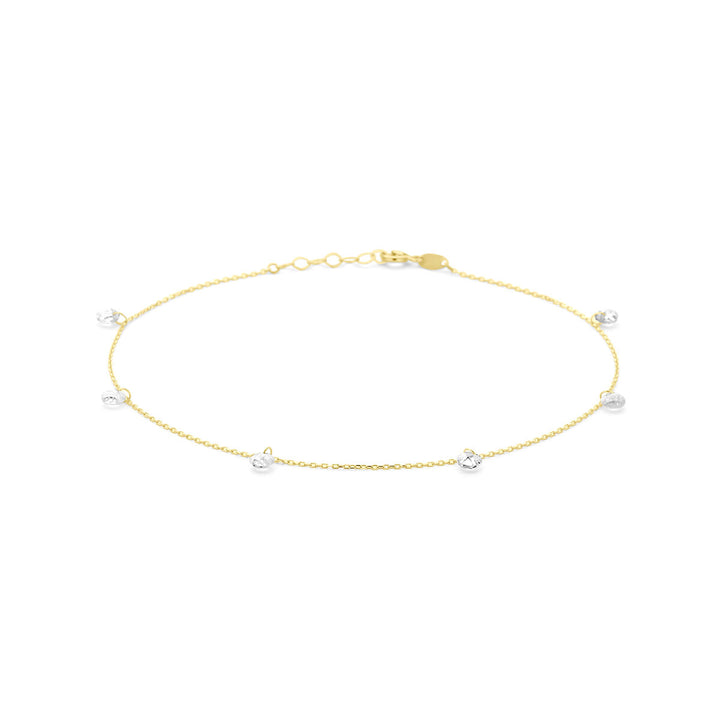 Anklet zirconia 1.0 mm 24 + 2 cm 14K yellow gold