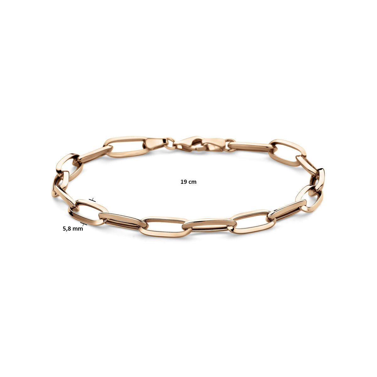 De armband closed forever 5,8 mm 19 cm van 14K roségoud uit de Van der Kooij Collectie is prachtig gepresenteerd op een witte achtergrond.