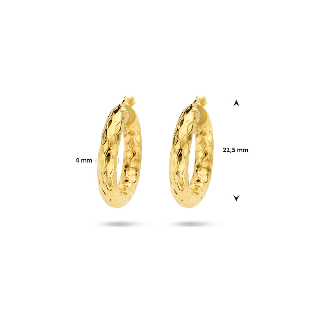 earrings 4.0 mm round tube 14K yellow gold