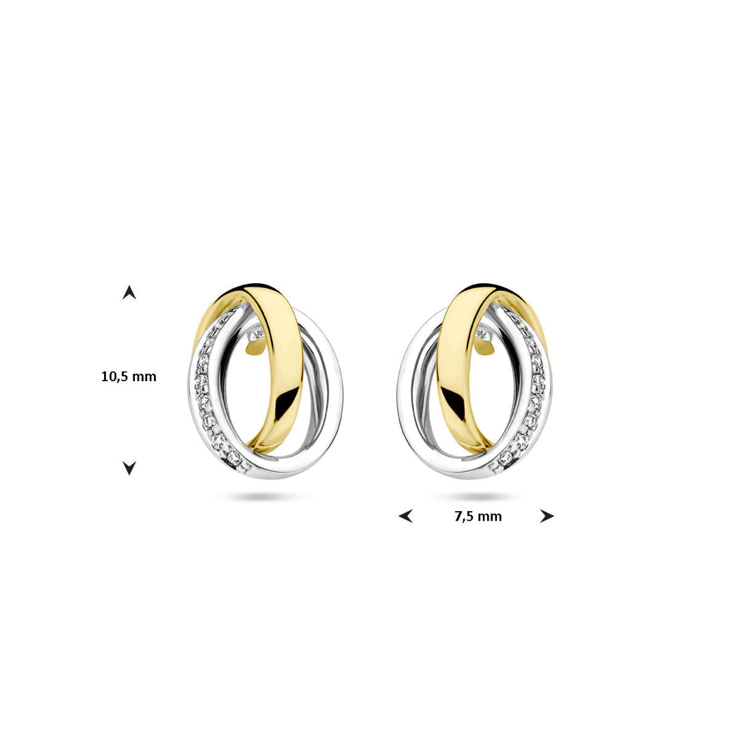 oorknoppen diamant 0.05ct (2x 0.025ct) h si 14K bicolor goud geel/wit