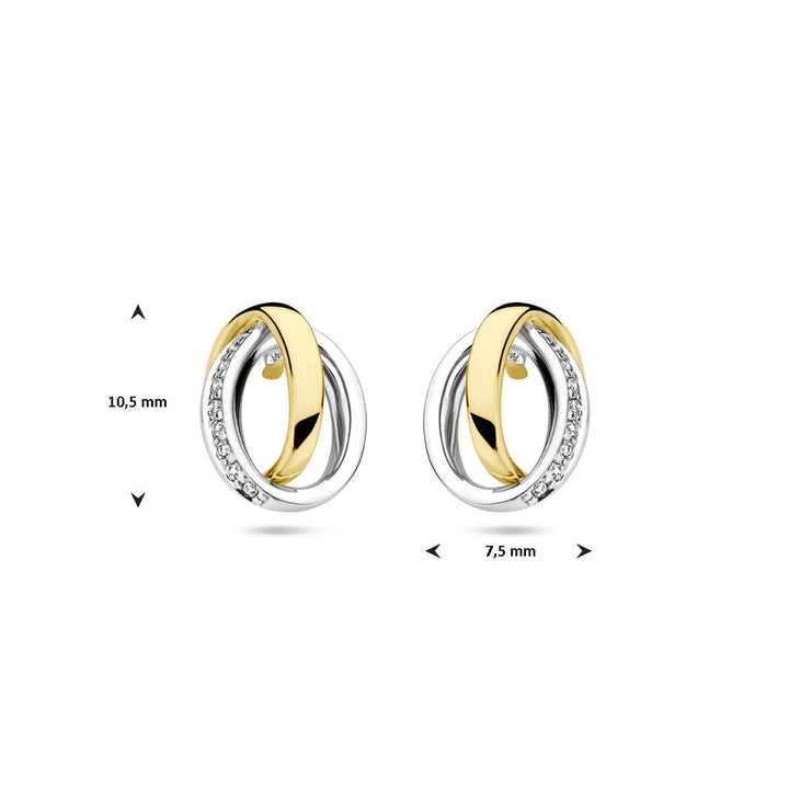 oorknoppen diamant 0.05ct (2x 0.025ct) h si 14K bicolor goud geel/wit