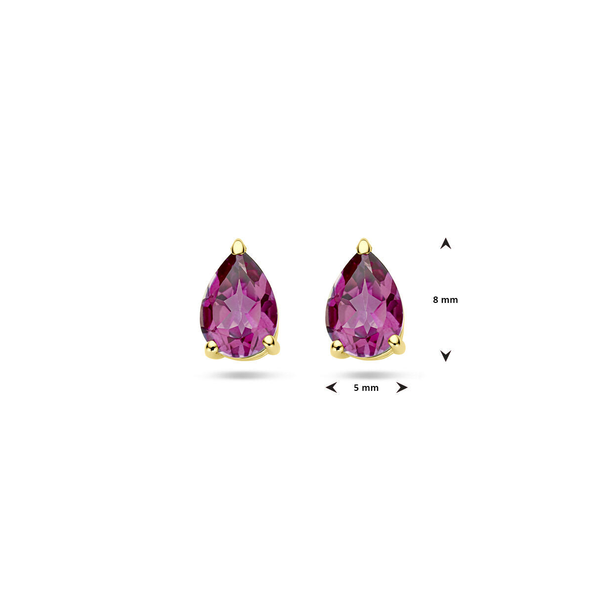 ear studs pink topaz 14K yellow gold