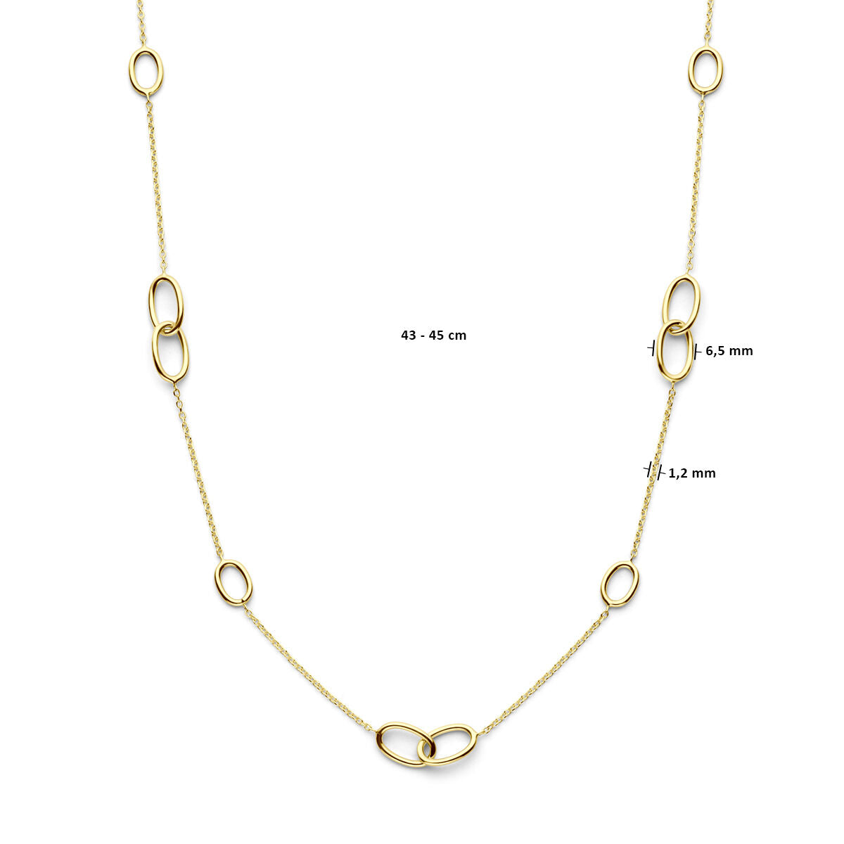 necklace ovals 43 - 45 cm 14K yellow gold
