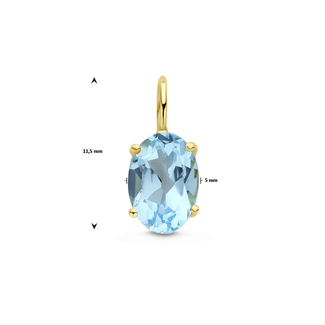 pendant blue topaz 14K yellow gold