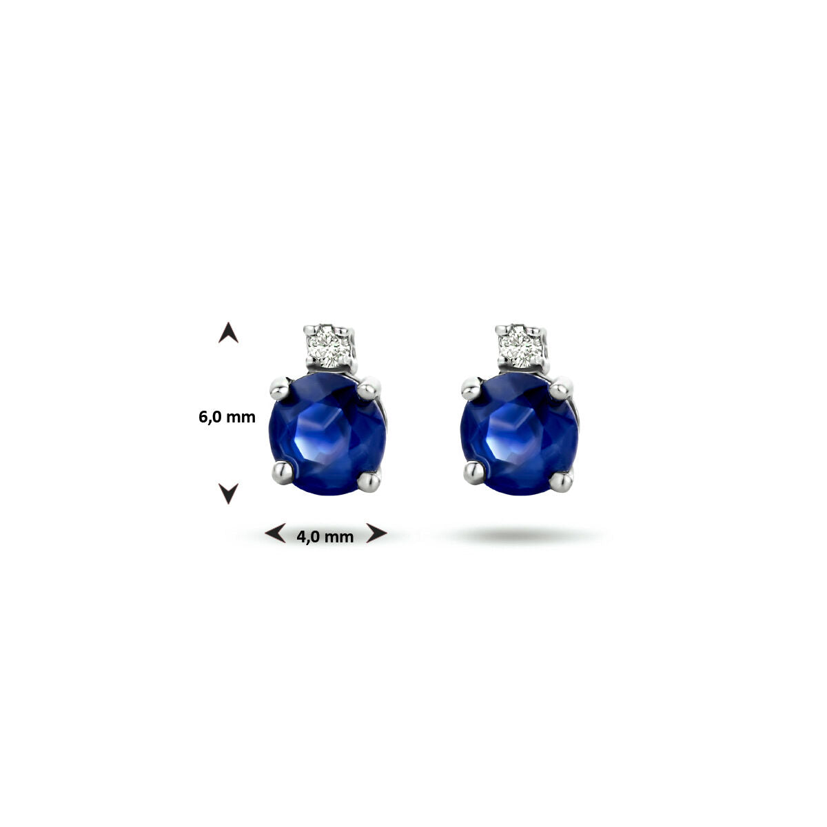 ear studs sapphire and diamond (2x 0.015ct) h si 14K white gold