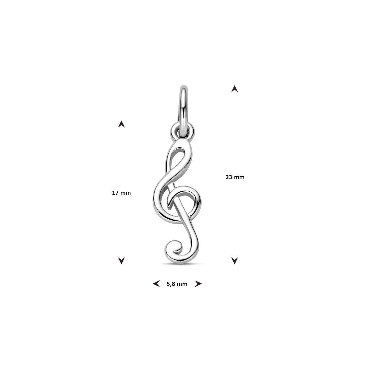 pendant musical note silver rhodium plated