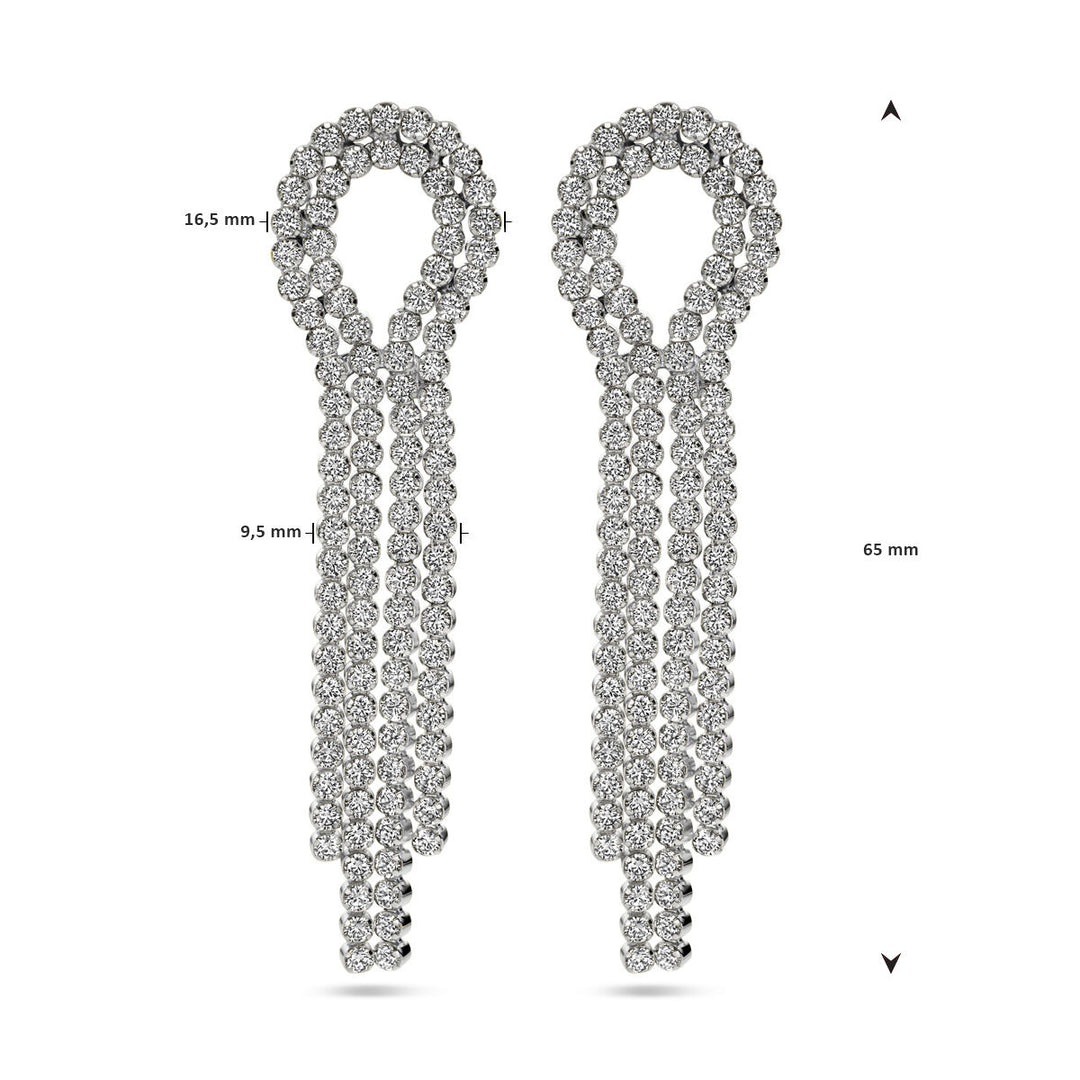 earrings zirconia silver rhodium plated