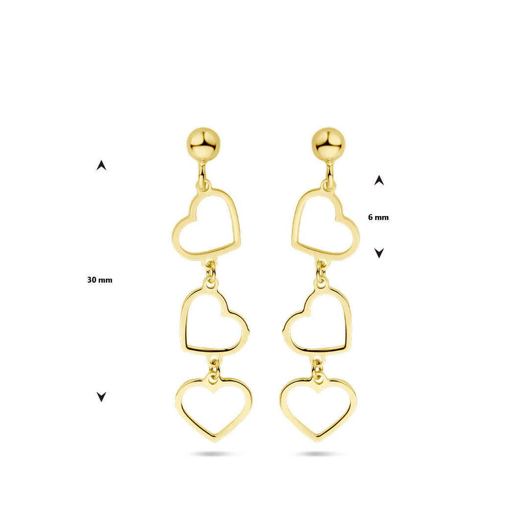 earrings hearts 14K yellow gold