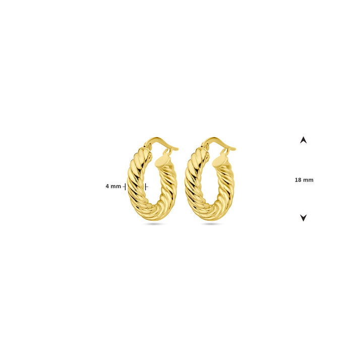 earrings 4.0 mm twisted tube 14K yellow gold