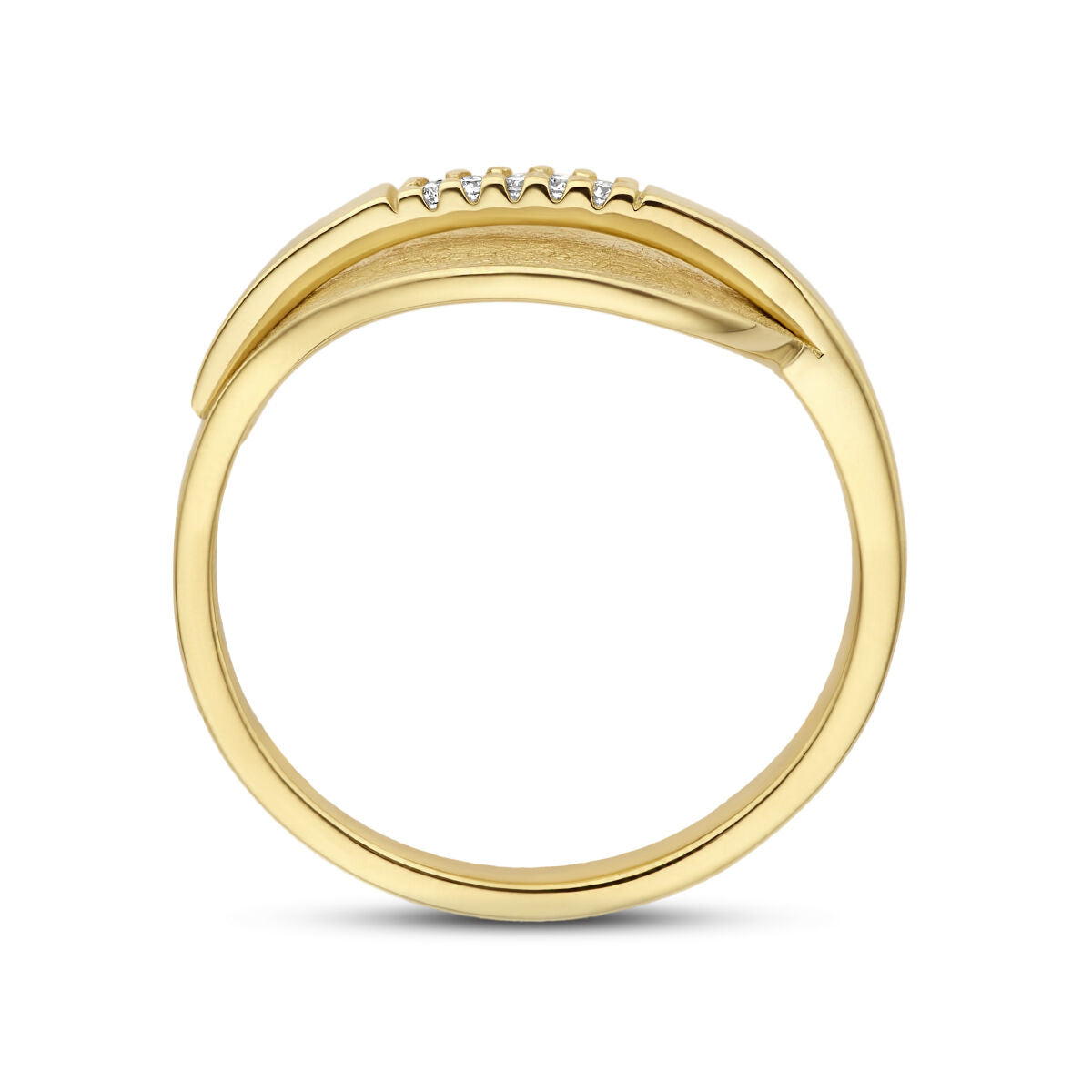 ring blad gescratcht diamant 0.025ct h si 14K geelgoud