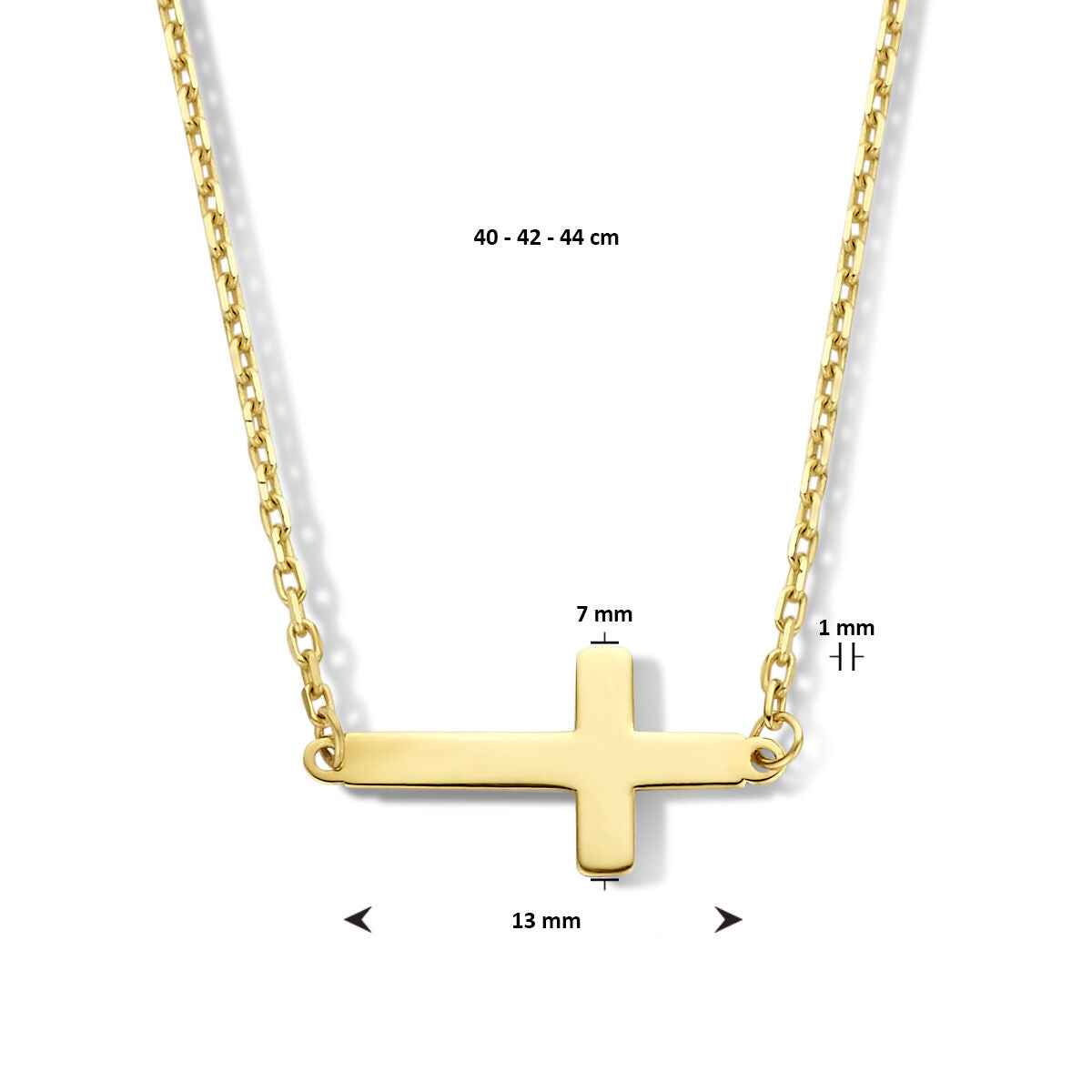 Gouden dames ketting kruis 14K