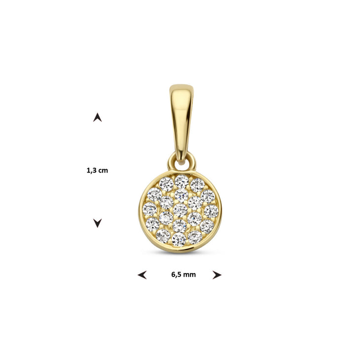 pendant round zirconia 14K yellow gold