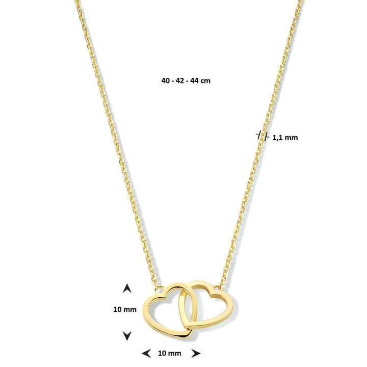 necklace hearts 40 - 42 - 44 cm 14K yellow gold