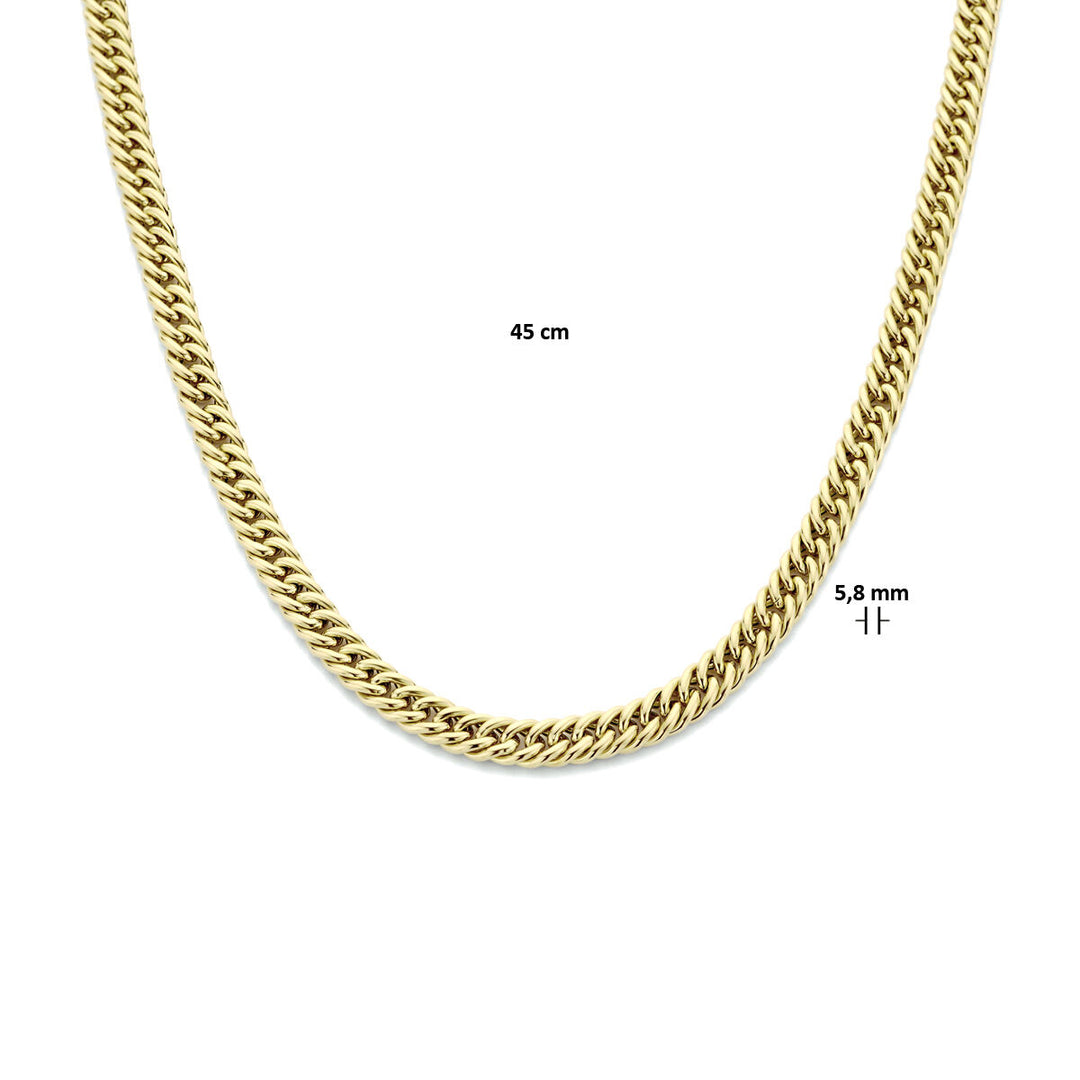 necklace gourmette 5.8 mm 45 cm with large spring clasp 14K yellow gold