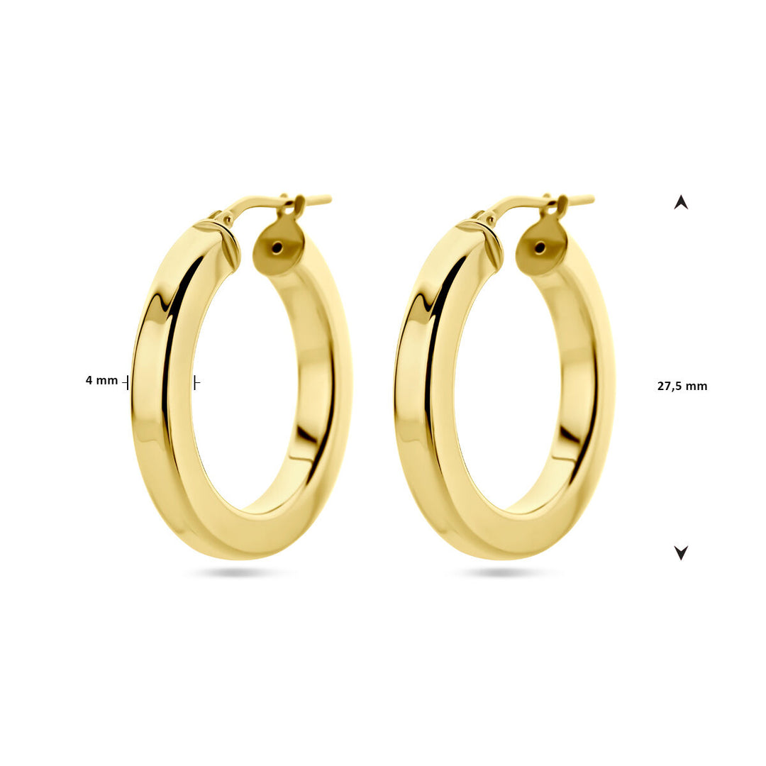 earrings flat tube 1 micron silver gold plated (yellow)