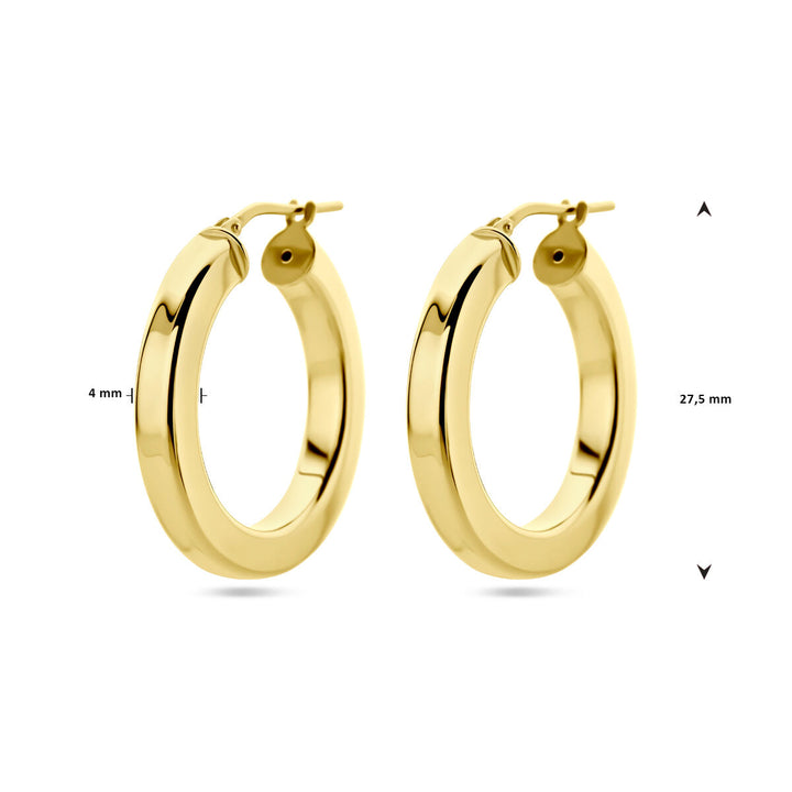 earrings flat tube 1 micron silver gold plated (yellow)