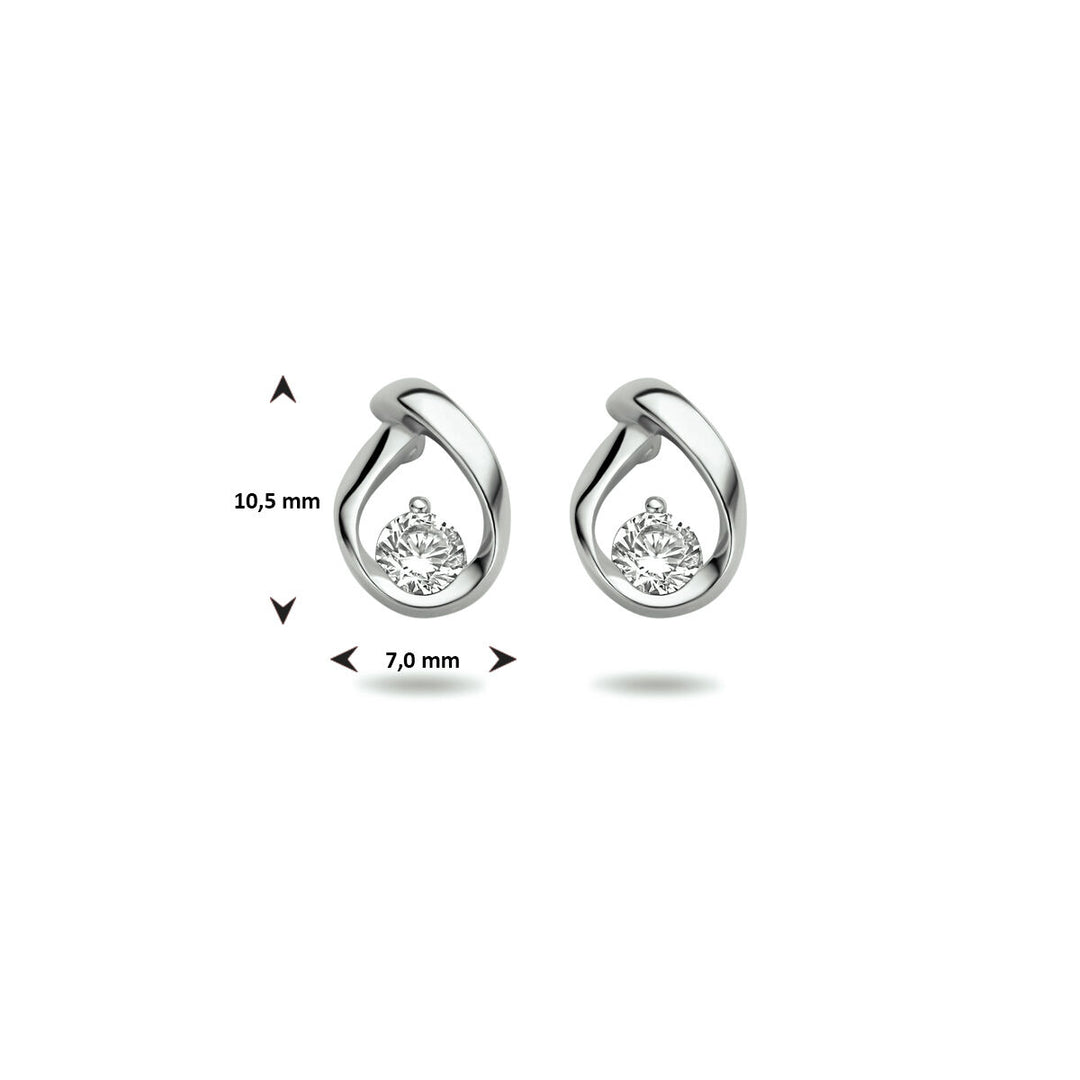 ear studs zirconia silver rhodium plated