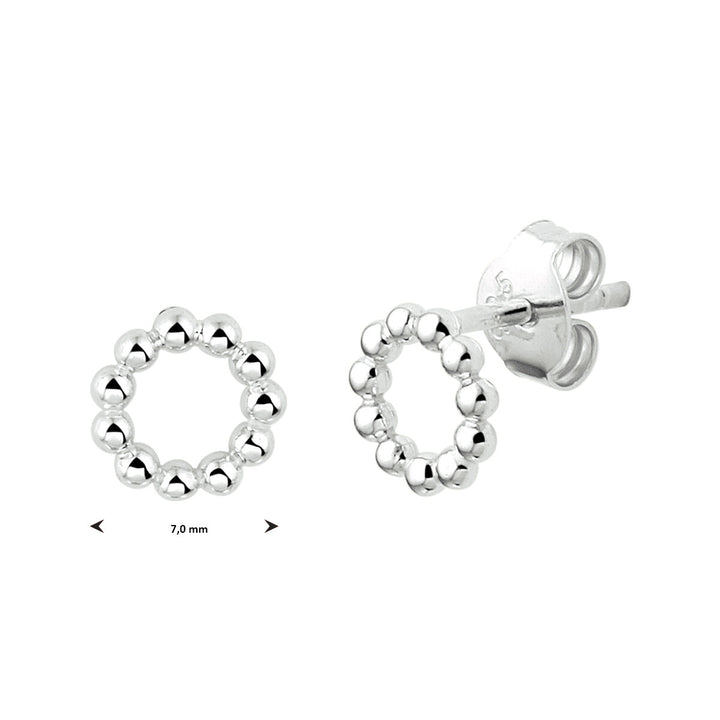 stud earrings round silver rhodium-plated balls