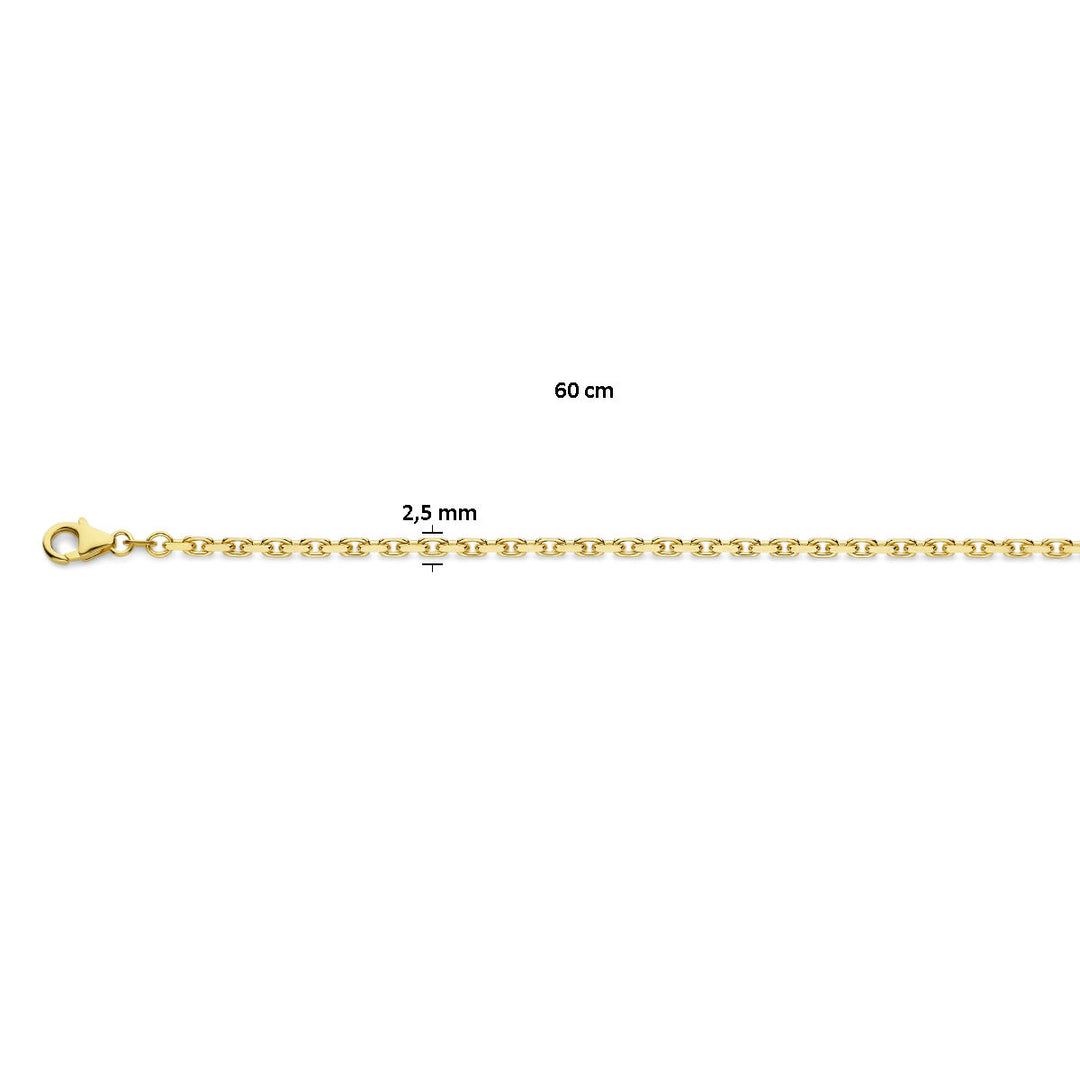 gouden ketting heren  - anker gediamanteerd 2,5 mm 14K