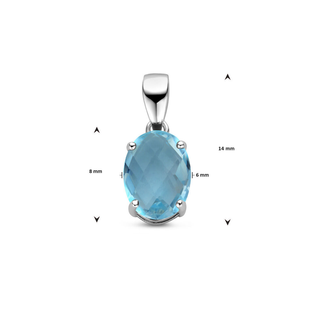 pendant blue topaz silver rhodium plated