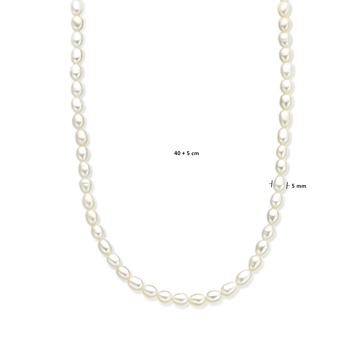 Silver necklace for women with rhodium-plated pearls